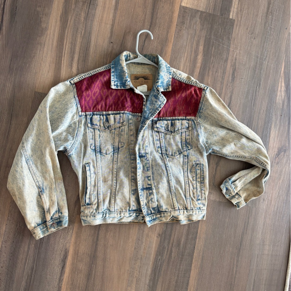 Denim Jacket with Red Accents
